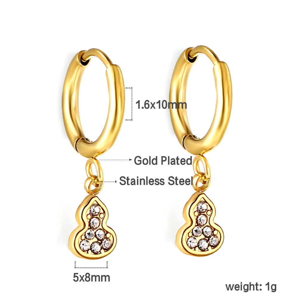 1.6x10mm circle with gourd white diamond stud earrings asonjewelry